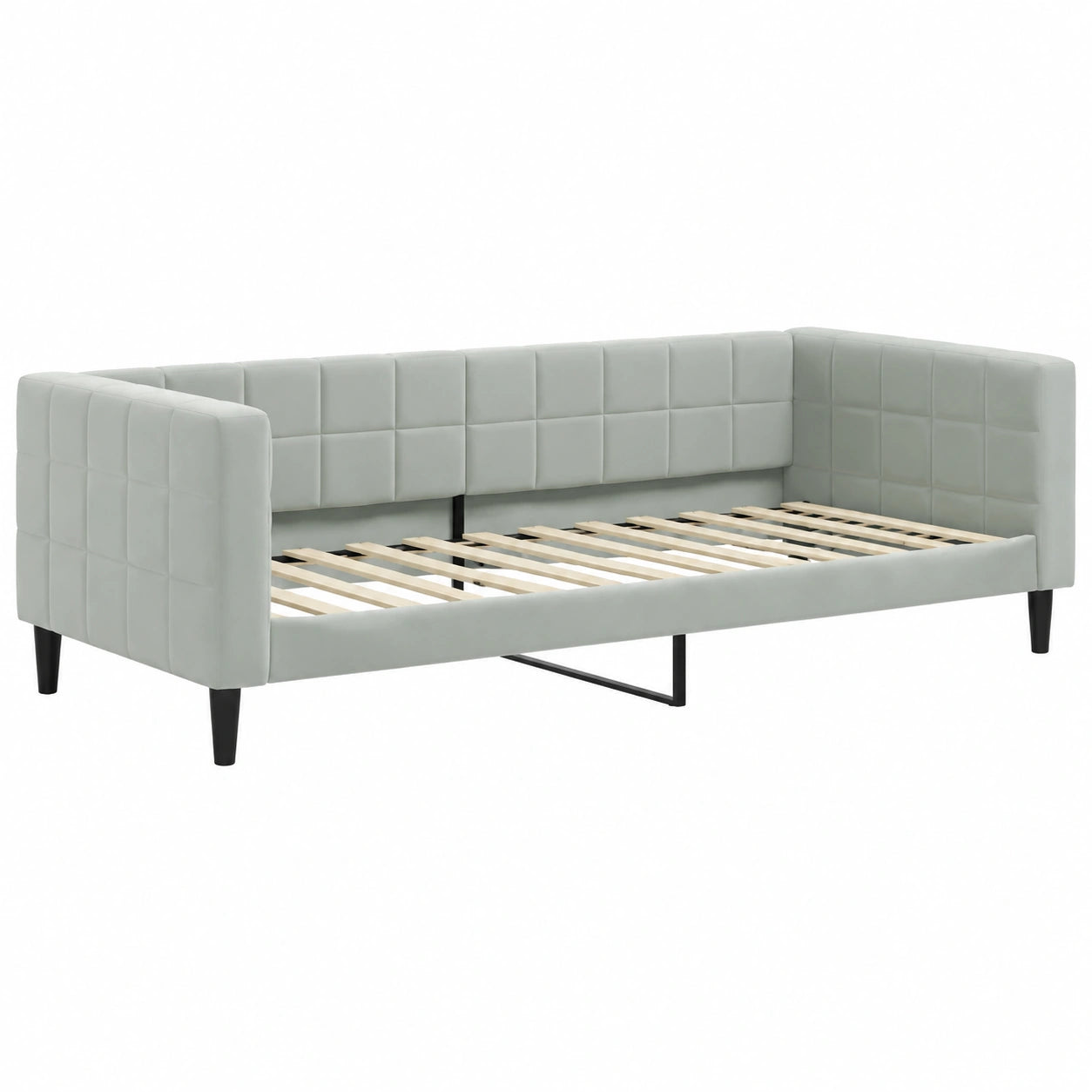 Divano Letto Estraibile in Velluto Grigio Chiaro 90x200 cm, Design Moderno con Struttura Solida
