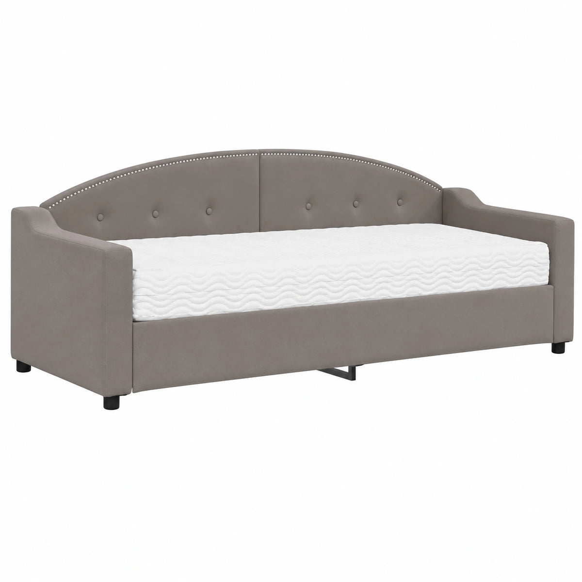 Divano Letto Moderno 80x200 cm in Tessuto con Materasso in Schiuma e Rete a Doghe, Tortora