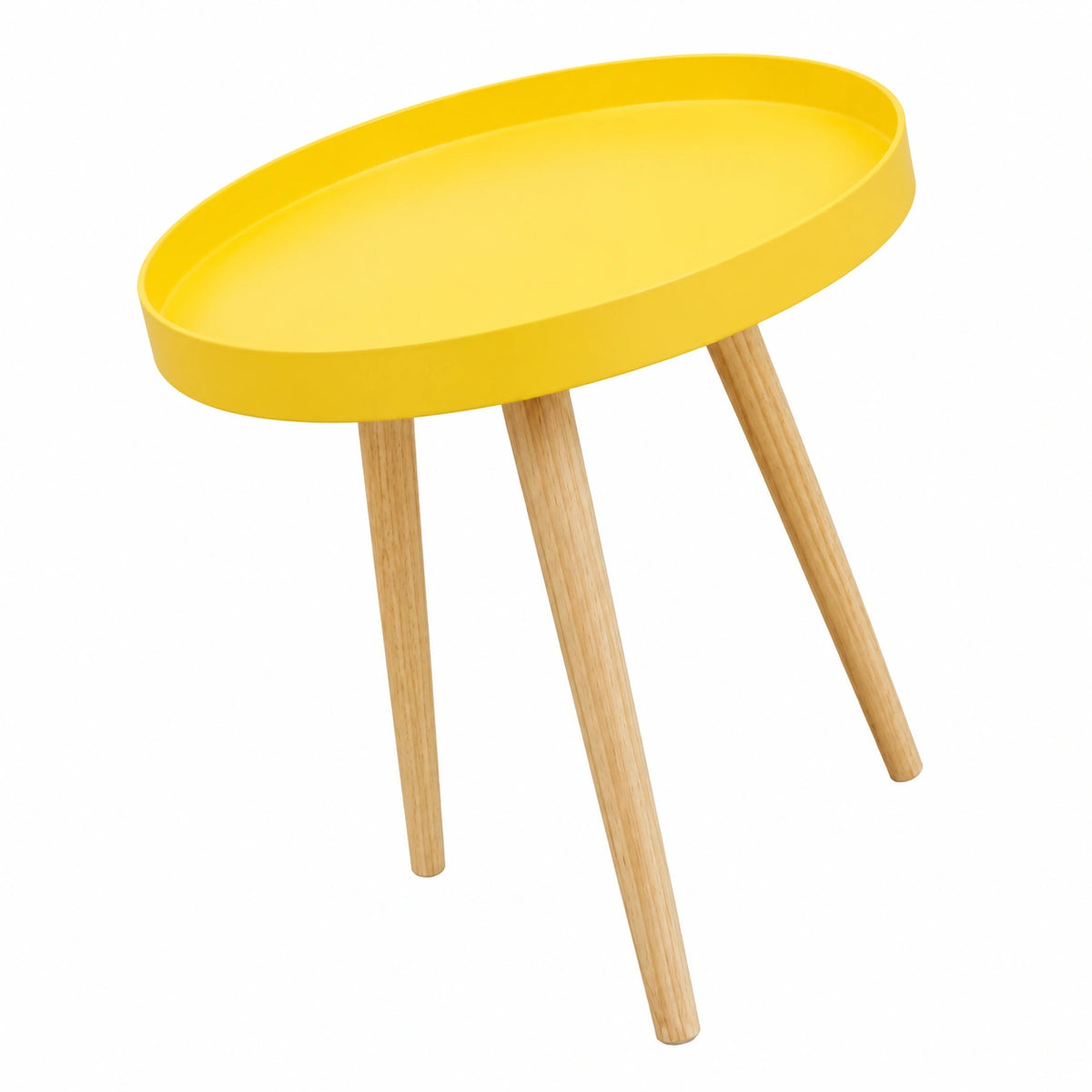 Tavolino rotondo giallo minimalista per soggiorno e camera da letto