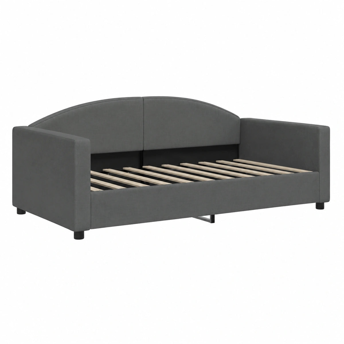 Divano Letto Moderno 2 in 1, Grigio Scuro, 100 x 190 cm, con Rete a Doghe e Imbottitura, per Soggiorno e Camera Ospiti