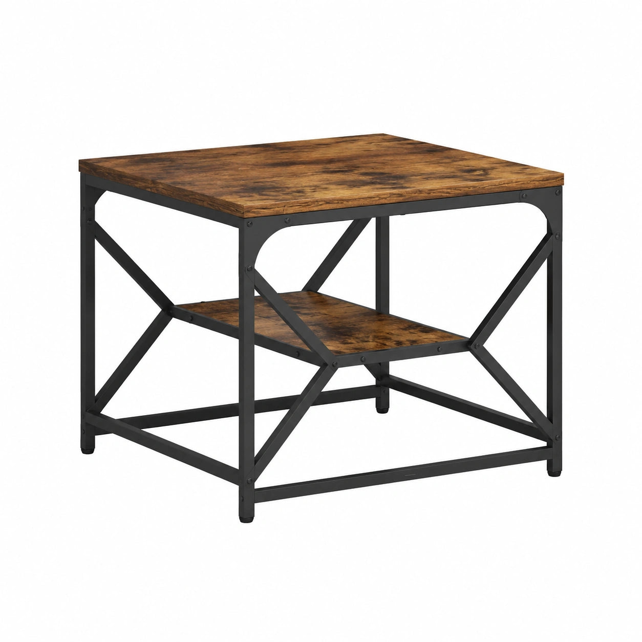 Tavolino da caffè moderno in legno e acciaio, design minimalista per soggiorno