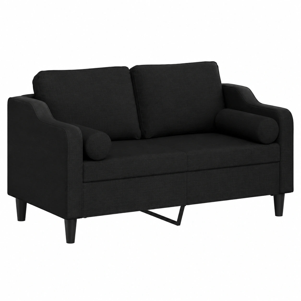Divano Moderno Nero 2 Posti con Cuscino Decorativo per Soggiorno