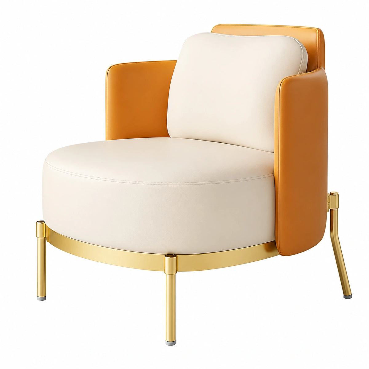 Poltrona arancione stile nordico in metallo e spugna, perfetta per soggiorno e camera da letto