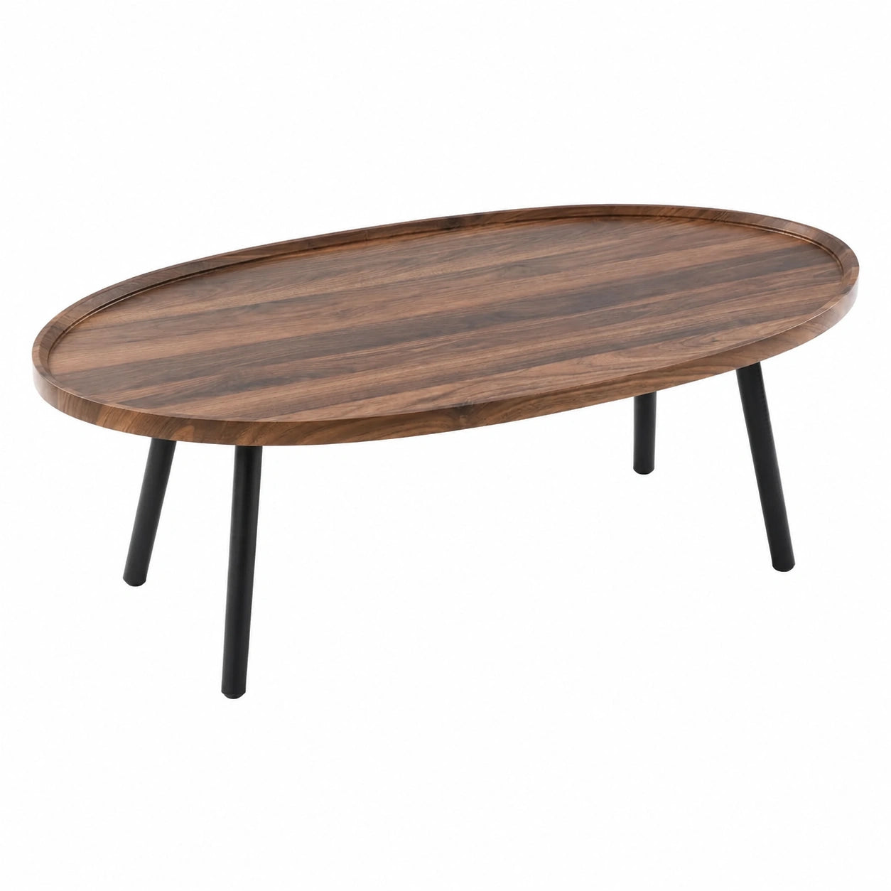 Tavolino Ovale in Pino Nordic Design 120x60x38 cm, Colore Noce per Salotto e Ufficio