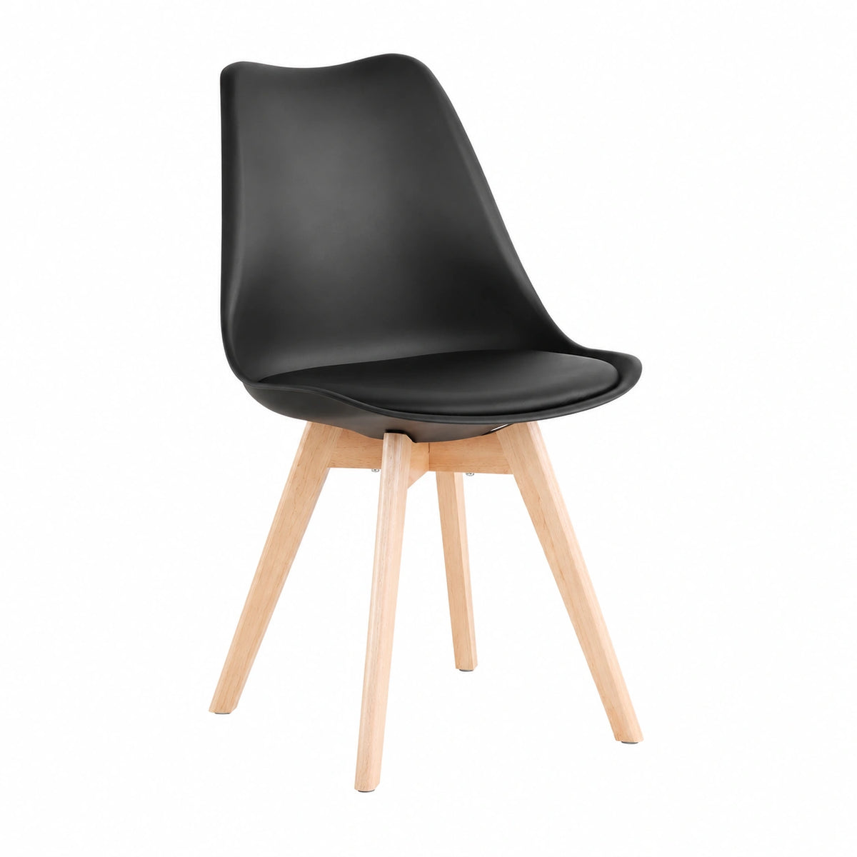 Set di 4 Sedie Moderne con Seduta Imbottita e Gambe in Legno di Faggio, Perfette per Qualsiasi Ambiente, Nero