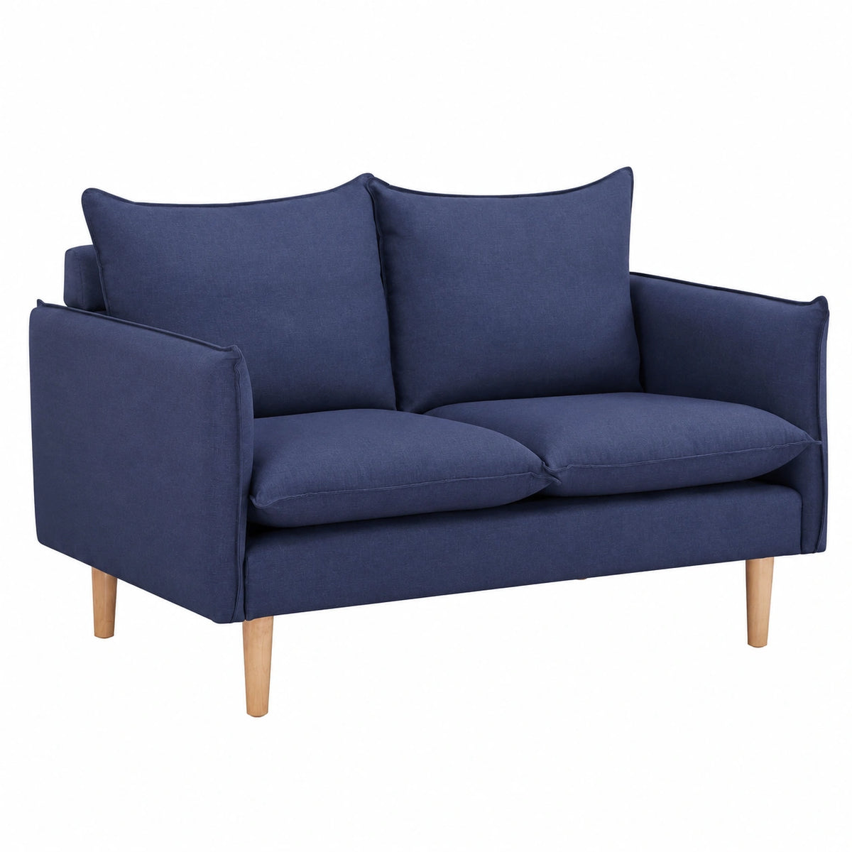 Divano 2 Posti Scandinavo Blu in Tessuto per Soggiorno 130x84x51 cm