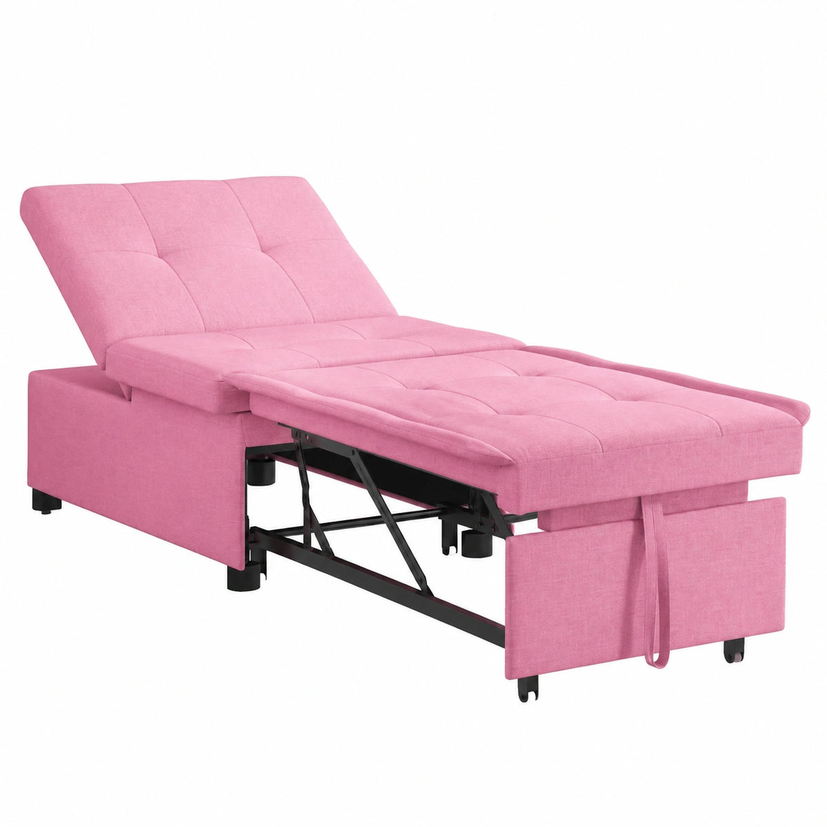 Divano Letto Moderno Rosa con Funzione Reclinabile, 194x50x82 cm, Perfetto per Soggiorno e Camera degli Ospiti